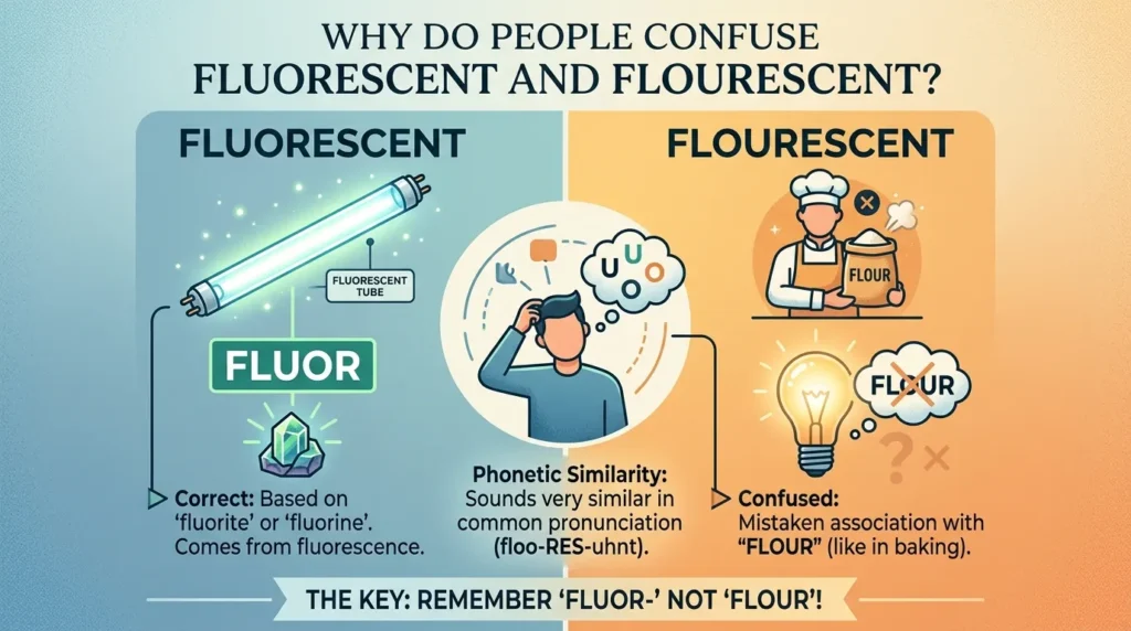 Why Do People Confuse Fluorescent and Flourescent?