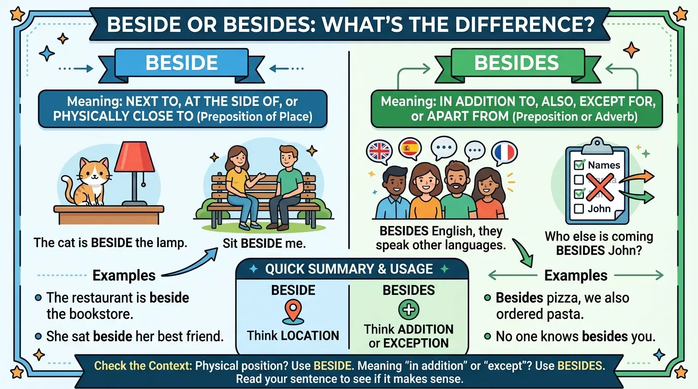 Beside or Besides: What's the Difference