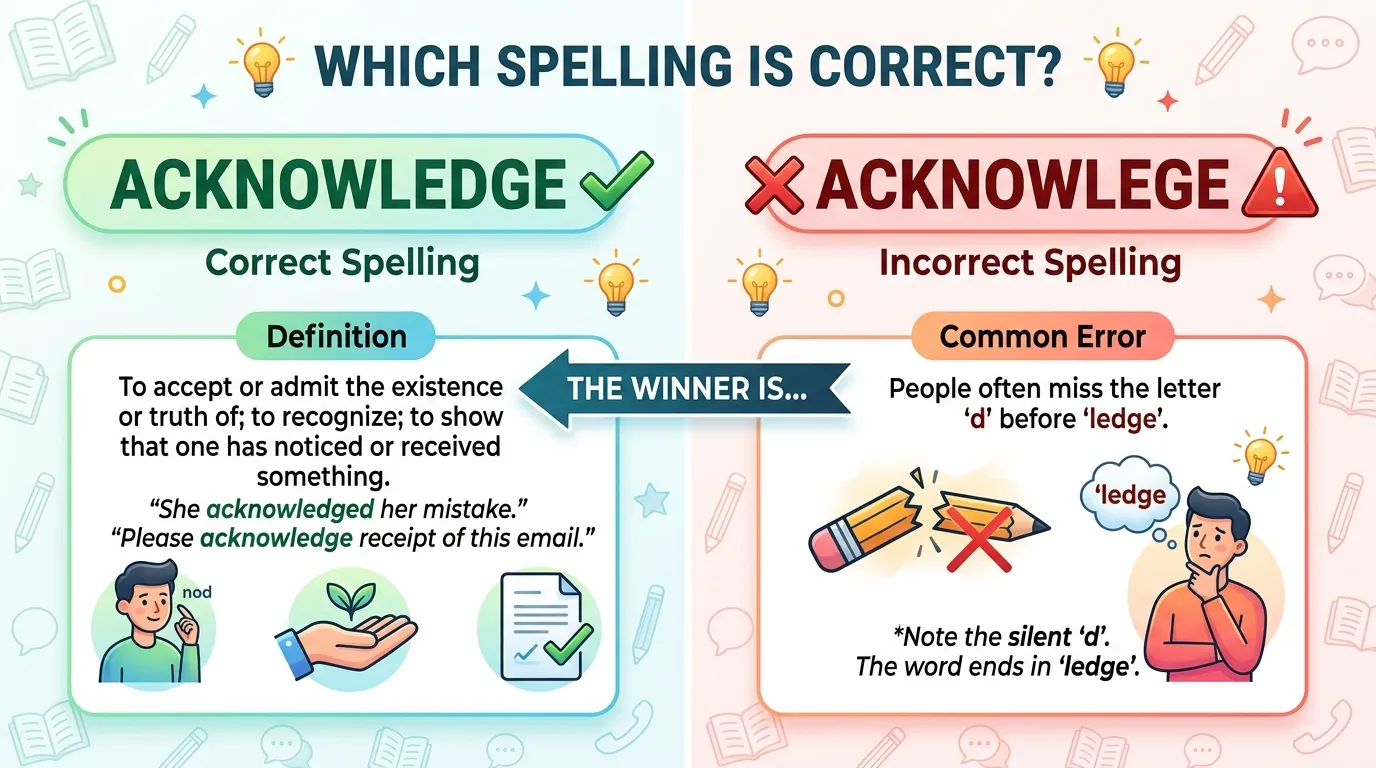 Acknowledge vs Acknowlege: Which Spelling Is Correct?