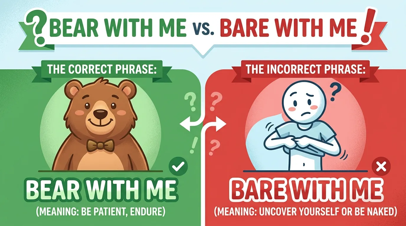 Bear with Me or Bare with Me? The Correct Phrase Explained
