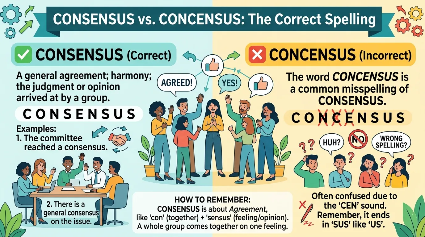 Consensus vs Concensus: Which Spelling Is Correct?