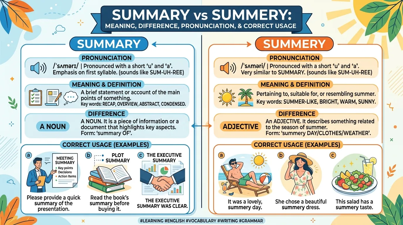 Summary vs Summery: Meaning