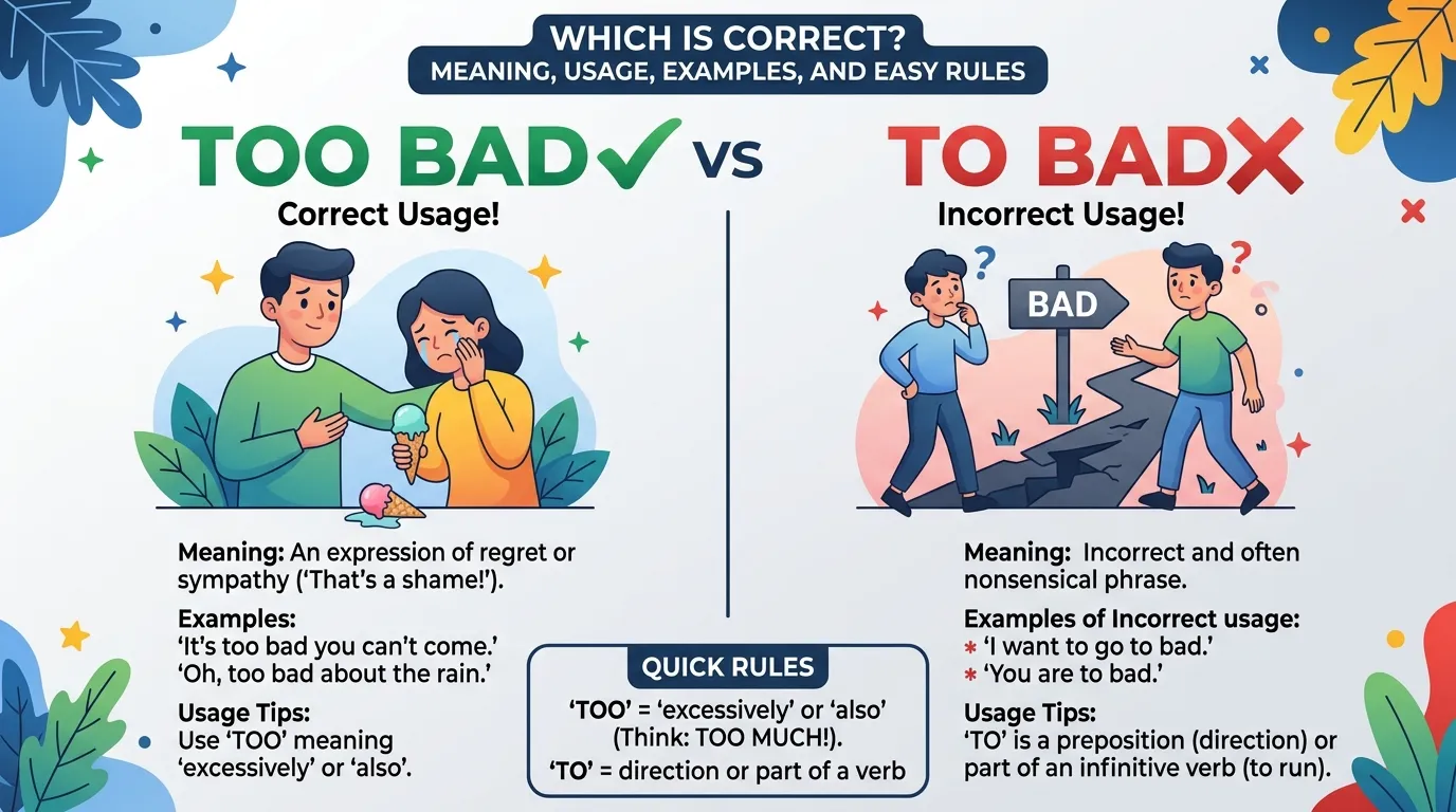 Too Bad vs To Bad: Which Is Correct?