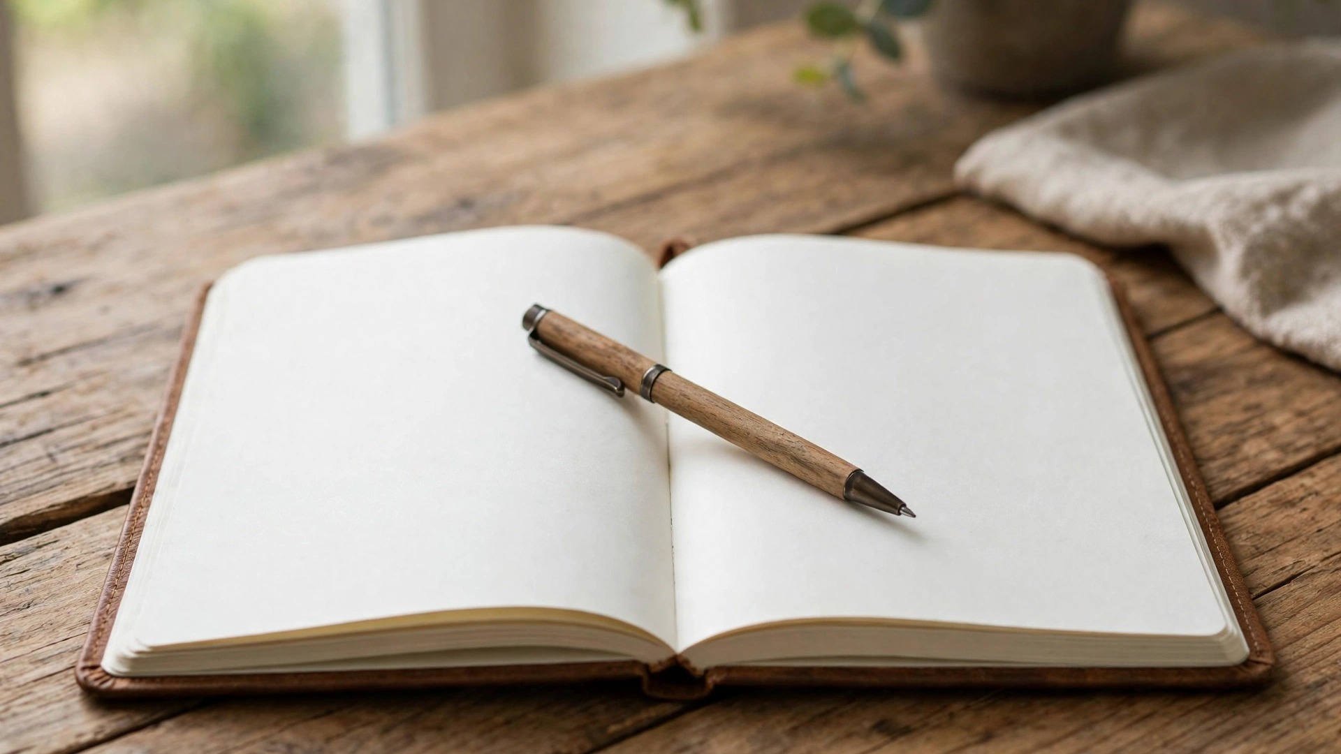 Open notebook with two words written with a space between them