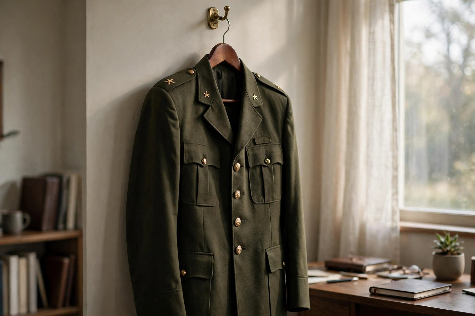 Military officer in dress uniform saluting at a ceremony