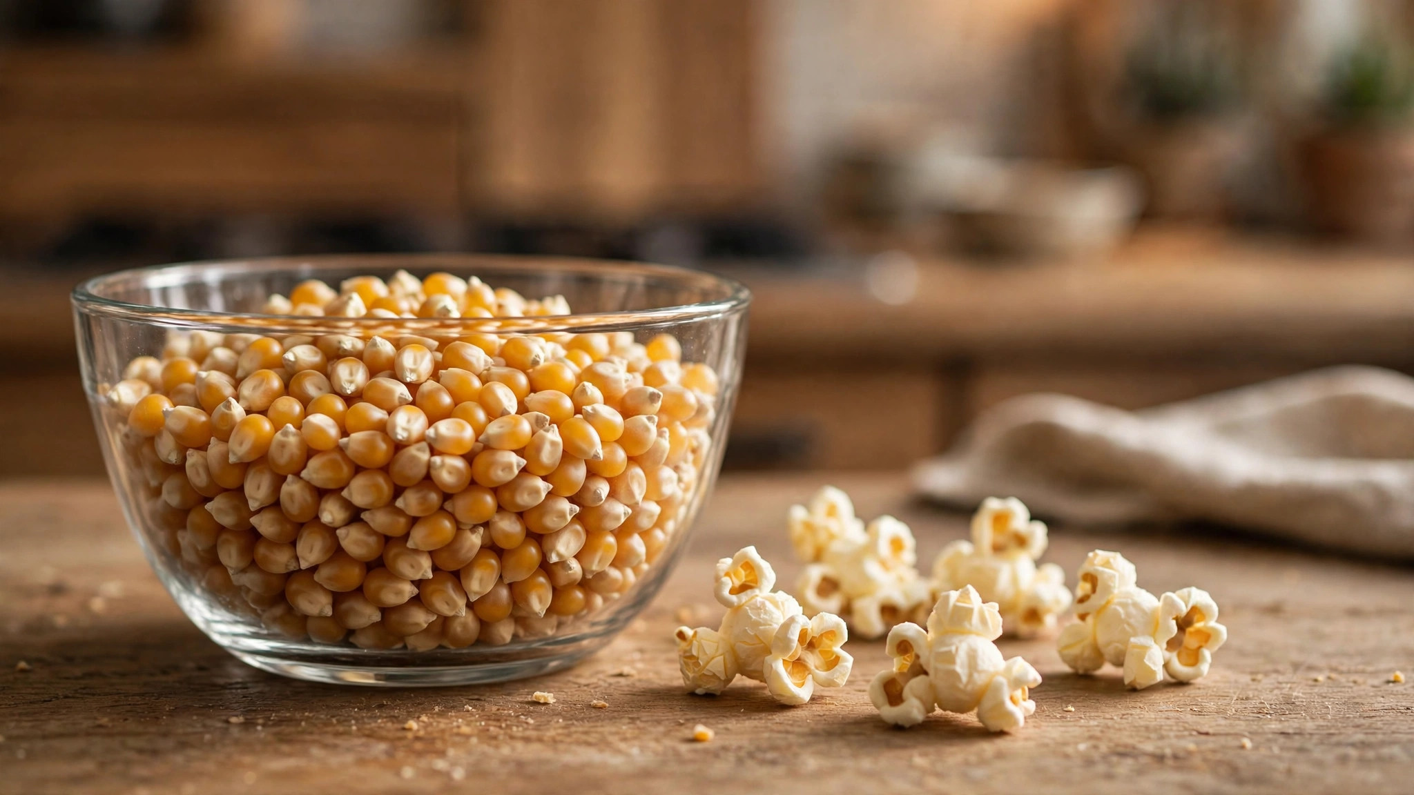 Popcorn kernels popping in a pot on a stove