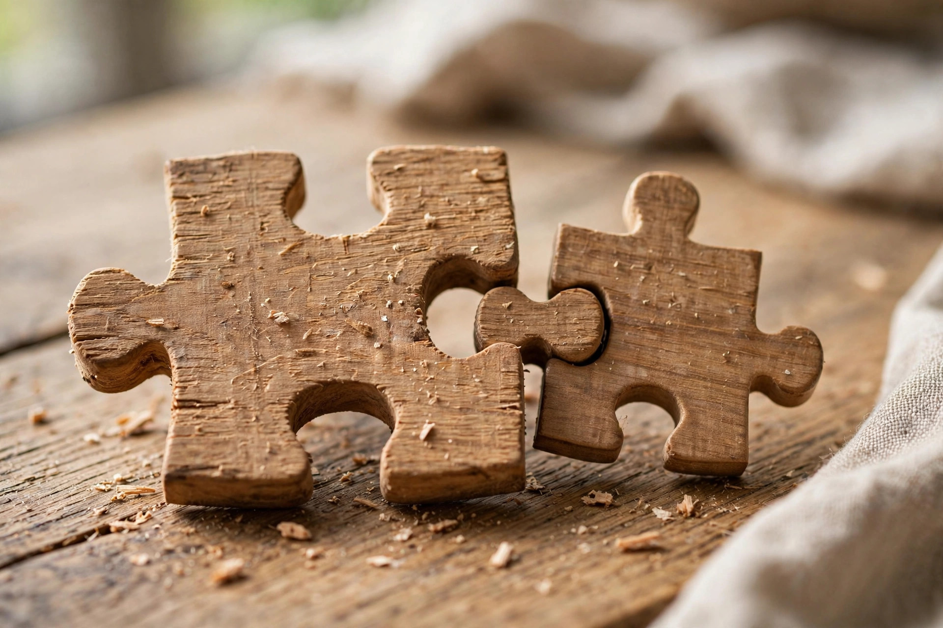 Two puzzle pieces fitting together, one labeled place and one labeled holder