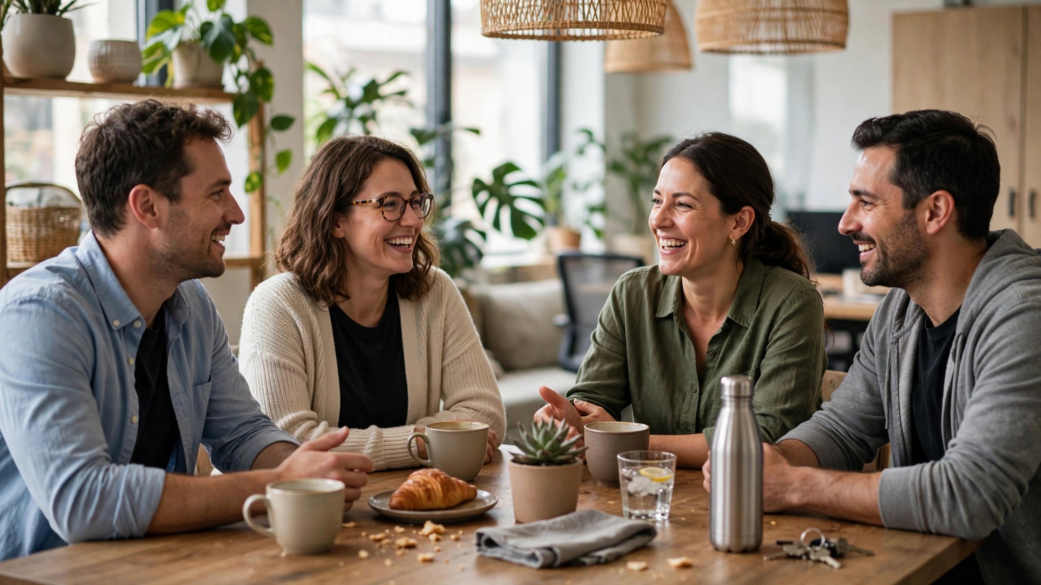 Person in casual clothes sitting in a relaxed meeting